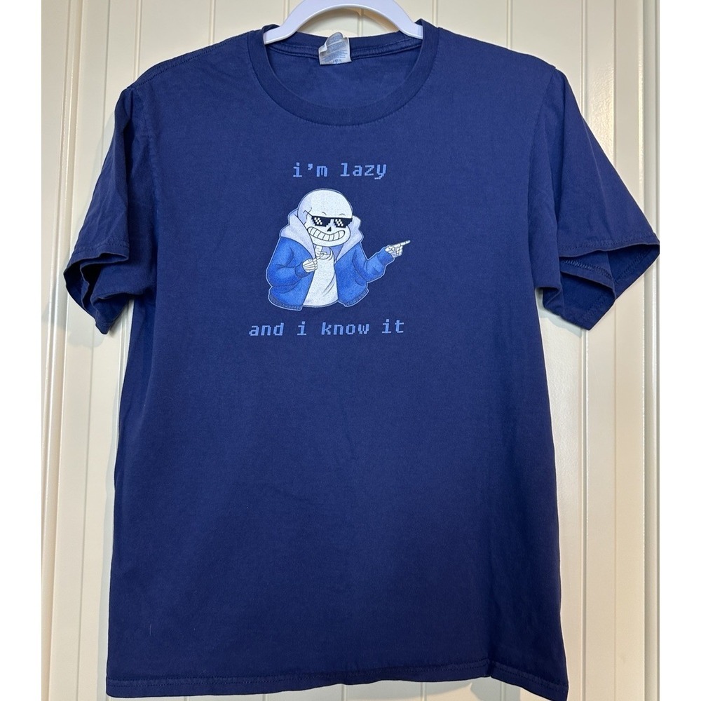 Sans Skeleton Cool Pixel Art I'm‎ Lazy And I Know It short sleeve T-Shirt Sz S